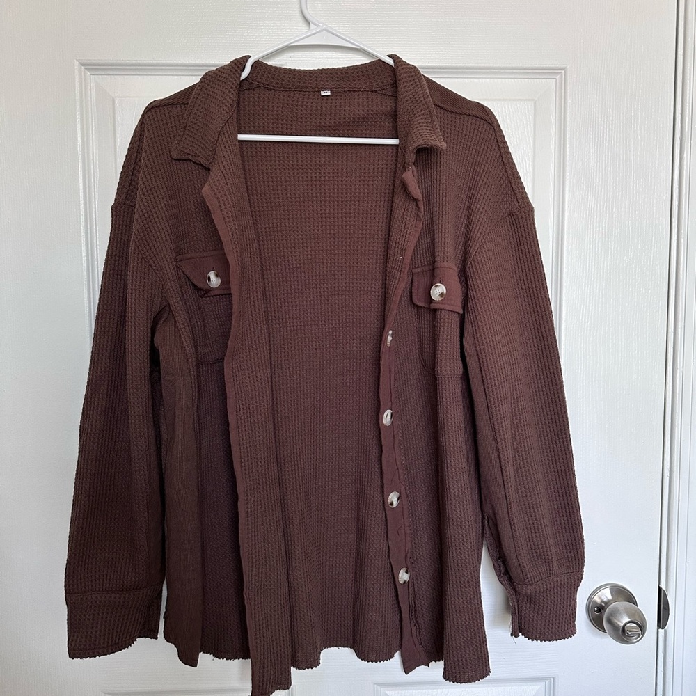 Brown Waffle Knit Shaket